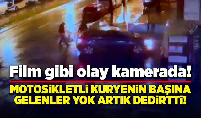 Motosikletli kuryenin başına gelenler film sahnelerini aratmadı!