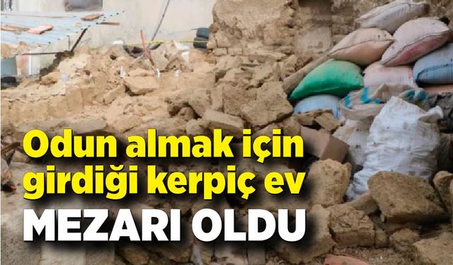 Odun almak için girdiği kerpiç ev mezarı oldu