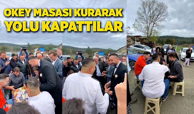 Okey masası kurarak, yolu kapattılar!