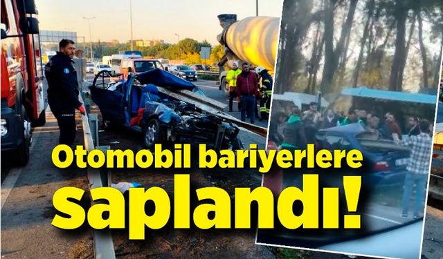 Otomobil bariyerlere ok gibi saplandı: Anne ve oğlu hayatını kaybetti