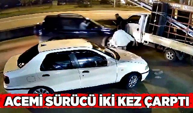 Acemi sürücü iki kez çarptı