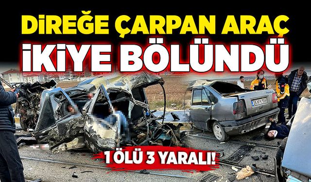 Direğe çarpan araç ikiye bölündü: 1 ölü, 1’i ağır 3 yaralı