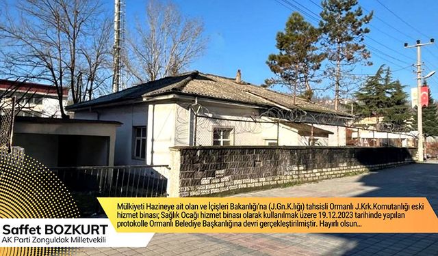 Jandarma komutanlık eski binası Ormanlı Belediye Başkanlığına devredildi