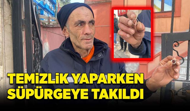 Temizlik yaparken süpürgeye takıldı