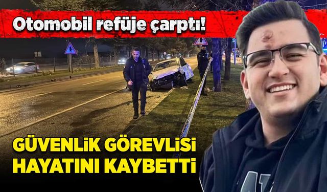 Otomobil refüje çarptı! Güvenlik görevlisi can verdi!