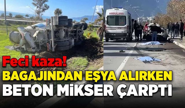 Bagajından eşya alırken beton mikser çarptı!