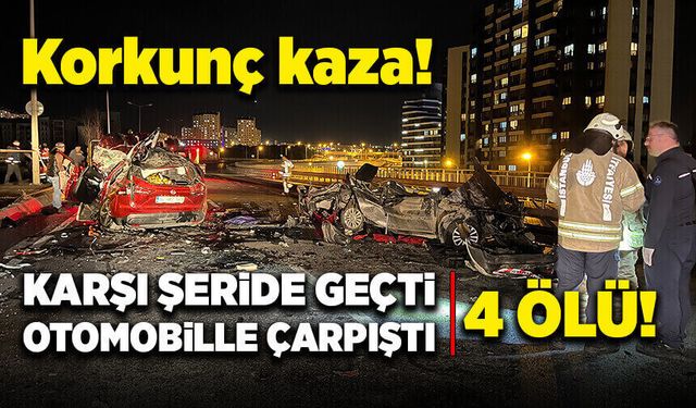 Karşı şeride geçti, otomobille çarpıştı! 4 ölü!