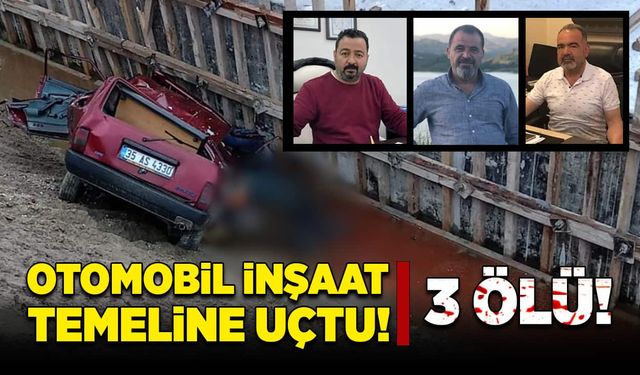 Otomobil inşaat temeline uçtu! 3 ölü!