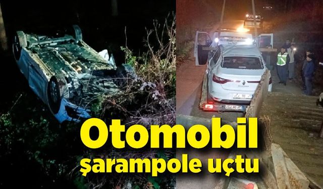 Otomobil şarampole uçtu