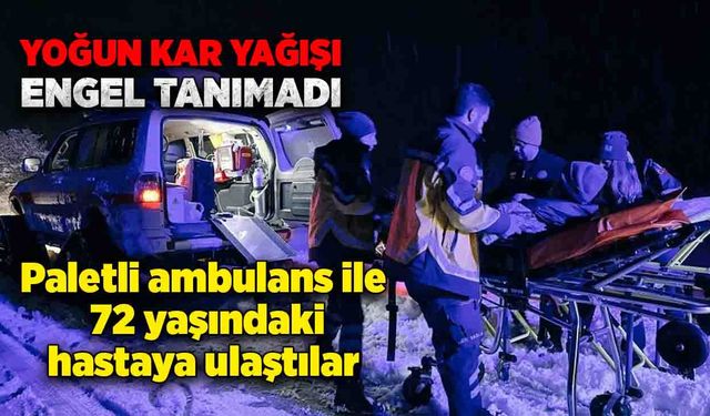 Yoğun kar yağışı engel tanımadı! Paletli ambulansla 72 yaşındaki hastaya ulaştılar