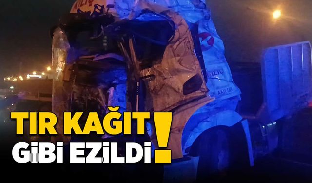 Tır kağıt gibi ezildi!