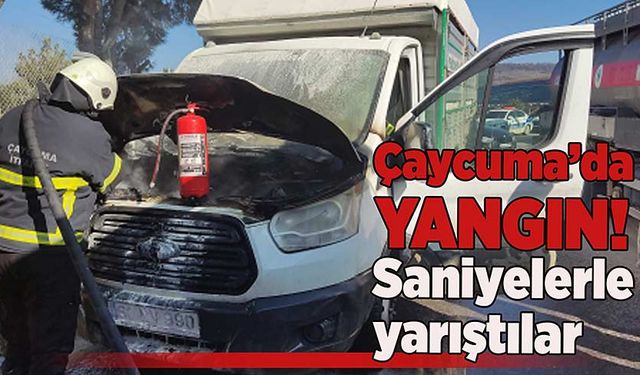 Çaycuma’da kamyonet yangını: Saniyelerle yarıştılar