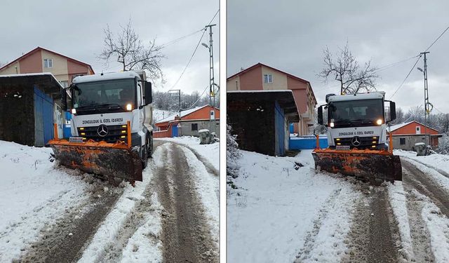 Zonguldak'ta yoğun kar yağışına karşı ekipler seferber