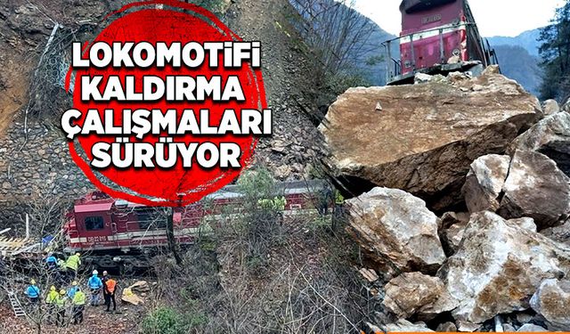 Lokomotifi kaldırma çalışmaları sürüyor