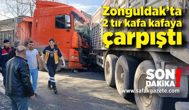 Zonguldak'ta iki tır kafa kafaya çarpıştı