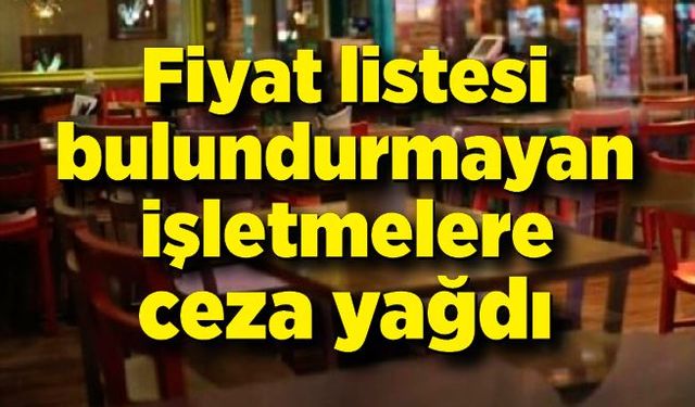 Tarife ve fiyat listesi bulundurmayan işletmelere ceza yağdı