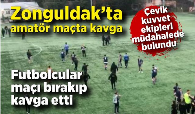 Futbolcular maçı bırakıp kavgaya tutuştu