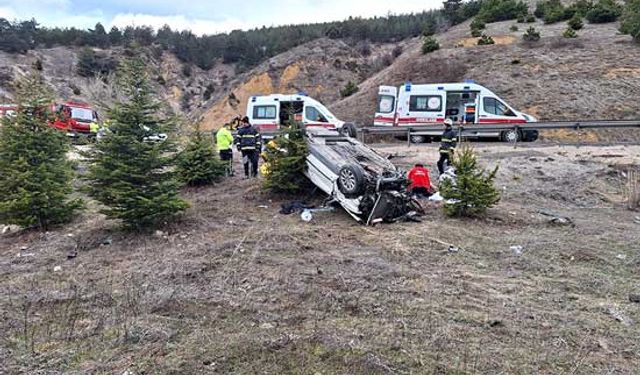 Yoldan çıkan otomobil takla attı: 5 yaralı