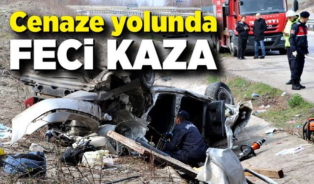 Cenaze yolunda feci kaza: 1 ölü, 1 yaralı