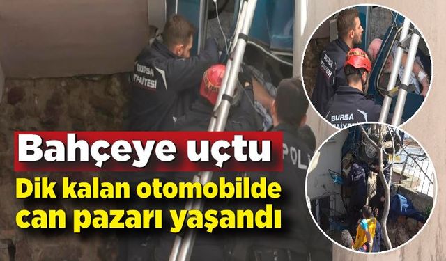 Evin bahçesine uçtu, dik kalan otomobilinde can pazarı yaşadı