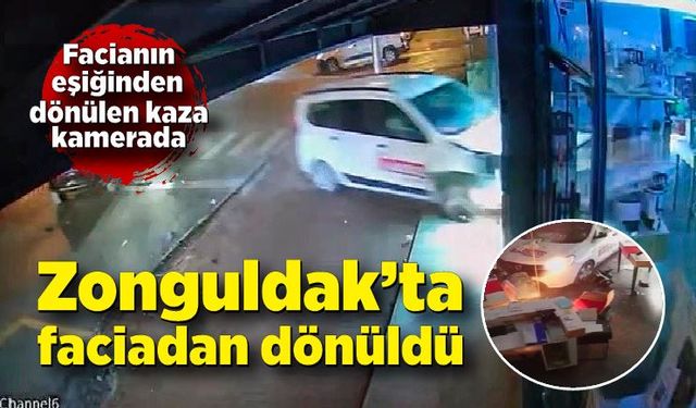 Zonguldak'ta faciadan dönüldü! Kaza sonrası dükkâna daldı!