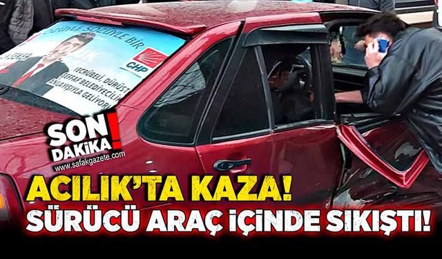 Acılık'ta Kaza! Sürücü araç içinde sıkıştı!