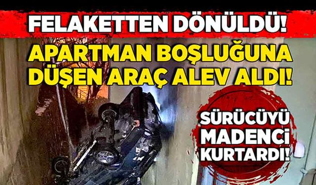 Zonguldak’ta felaketten dönüldü! Duvardan düşen araç biranda alev aldı! Sürücüyü madenci kurtardı!