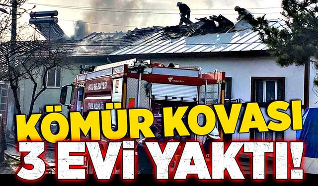 Kömür kovası 3 evi yaktı