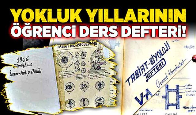 Yokluk yıllarının öğrenci ders defteri!