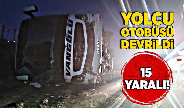 Yolcu otobüsü devrildi: 15 yaralı