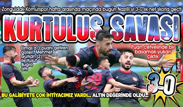 Zonguldak Kömürspor lige tutundu... Hayata dönüş: 3-0