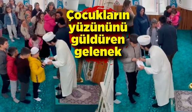 Bayram geleneği çocukların yüzünü güldürdü