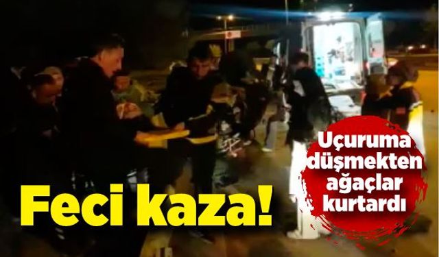 Önce bariyere ardından ağaçlara çarparak ters döndü