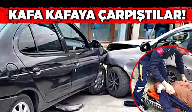 Otomobiller kafa kafaya çarpıştı! 3 yaralı!