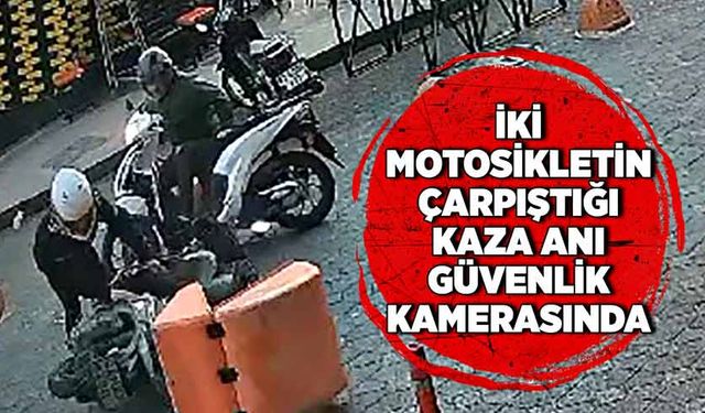 Zonguldak’ın Ereğli ilçesinde iki motosiklet sürücüsünün kafa kafaya çarpıştığı kaza anı güvenlik kamerasına yansıdı.