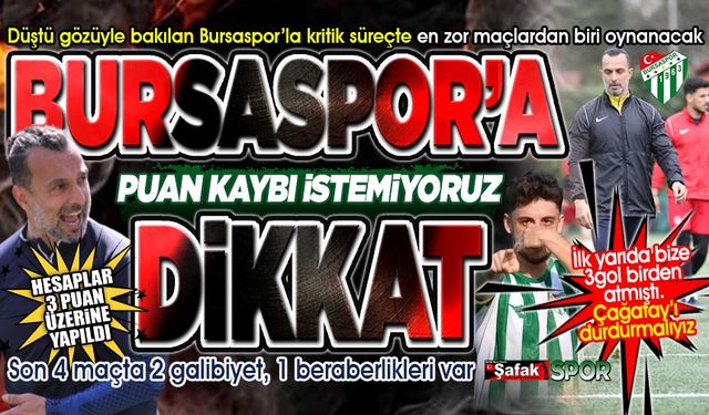 Bursaspor'un düşme potasında olması kimseyi aldatmasın... En zor maçımızı oynayacağız!