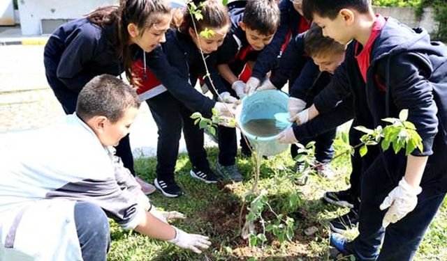 Öğrenciler Maden Müzesi'nin bahçesinde fidan dikti