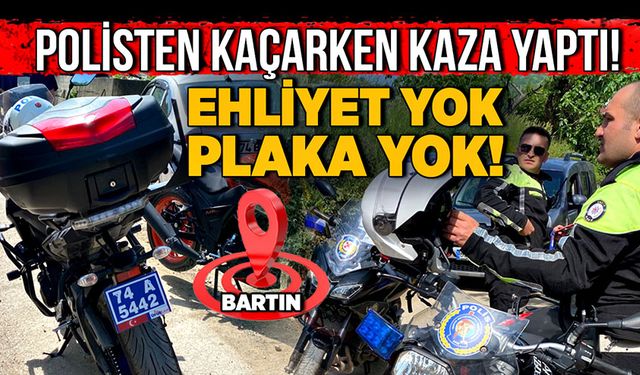 Ehliyet yok, plaka yok! Polisten kaçarken kaza yaptı!