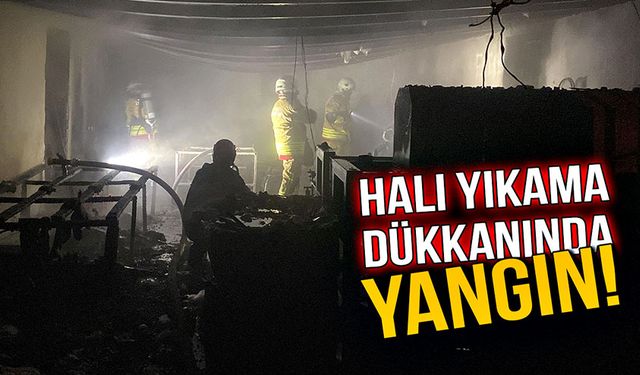 Halı yıkama dükkanında yangın