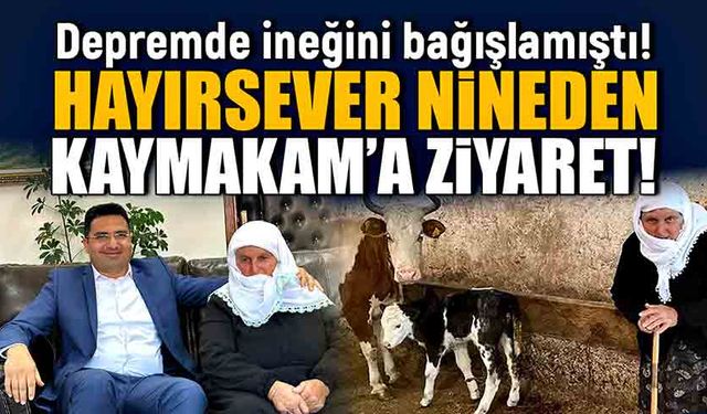 Depremde ineğini bağışlamıştı! Hayırsever nineden kaymakama ziyaret