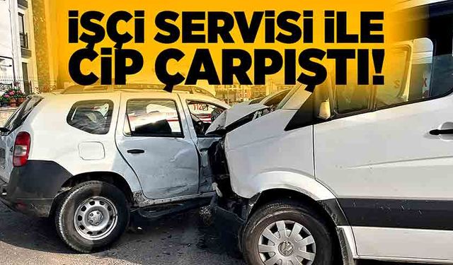 İşçi servisi ile cip çarpıştı