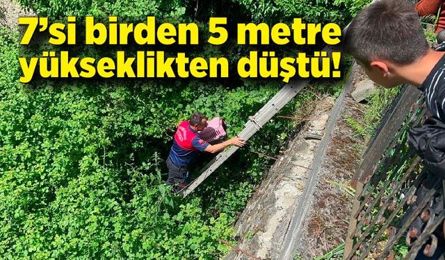 7’si birden 5 metre yükseklikten düştü!