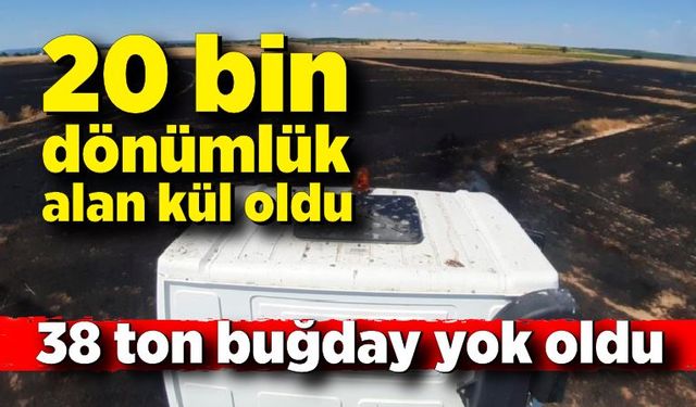 20 bin dönümlük alanda 38 ton buğday kül oldu