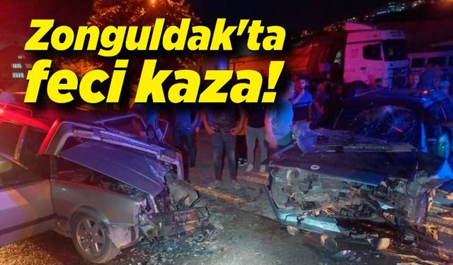 Zonguldak'ta feci kaza; 2 otomobil kafa kafaya çarpıştı, 1 yaralı