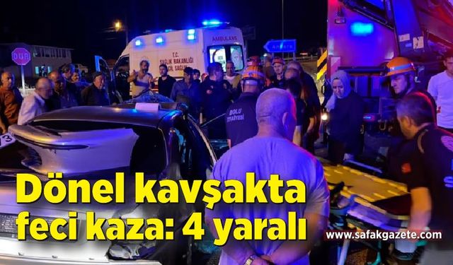 Bolu'da dönel kavşakta feci kaza: 4 yaralı