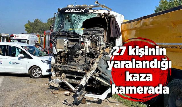 27 kişinin yaralandığı kaza kamerada