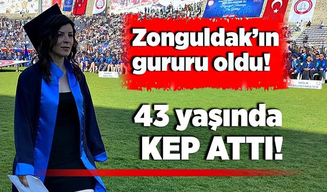 Zonguldak'ın gururu oldu: 43 yaşında birinci olup kep attı