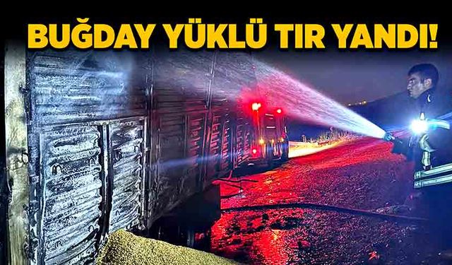 Buğday yüklü tır yandı!