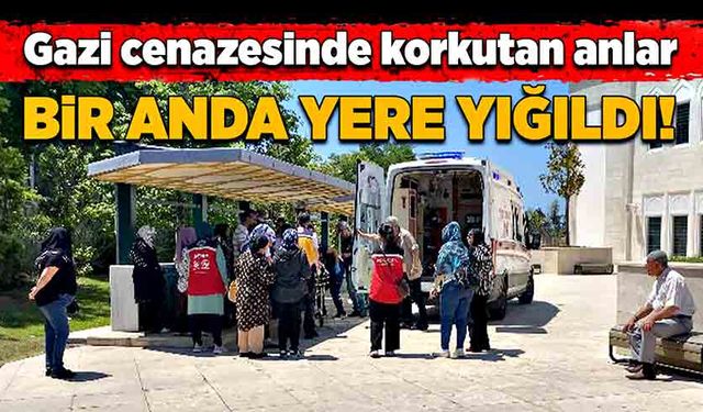 Gazi cenazesinde korkutan anlar! Bir anda yere yığıldı!