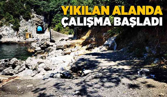 Yıkılan alanda çalışma başladı